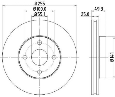 Диск гальмівний передній Toyota Corolla 1.4, 1.6, 1.8 (00-06)/ BYD 1.5, 1.6 (05-) Nisshinbo ND1017K