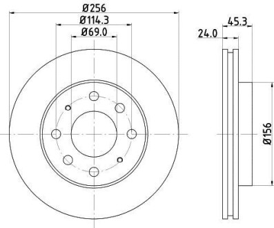 Диск гальмівний передній Mitsubishi Galant V, VI 1.8, 2.0 (96-) Nisshinbo ND3011K