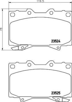 Колодки тормозные дисковые передние Toyota Land Cruiser 100 4.0, 4.2, 4.7 (98-), Cruiser 150 (10-) Nisshinbo NP1018 (фото 1)