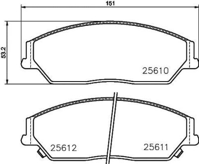 Колодки гальмові дискові передні Toyota Camry 2.0, 2.5 (11-)/BYD M6, S6 2.0, 2.4 (10-) Nisshinbo NP1052