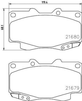 Колодки тормозные дисковые передние Toyota Hilux III, Fortuner 2.5, 3.0, 4.0 (05-) Nisshinbo NP1075