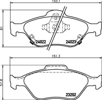 Гальмівні колодки TOYOTA Yaris "F "05>> Nisshinbo NP1129