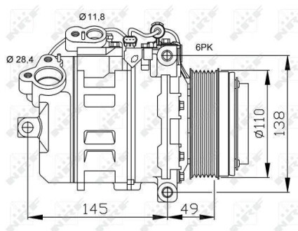 Компресор кондиціонера BMW 3 (E90)/5 (E60)/X1 (E84) 05-12 N47/N57 NRF 32533