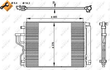 Радіатор кондиціонера (з осушувачем) Hyundai ix35 2.0 CRDi 09- NRF 350334