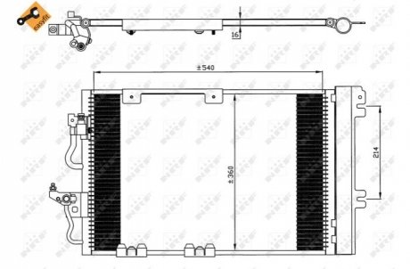 Радиатор кондиционера Opel Astra H 1.2-1.8i 04-14 (540x360x16) NRF 35554