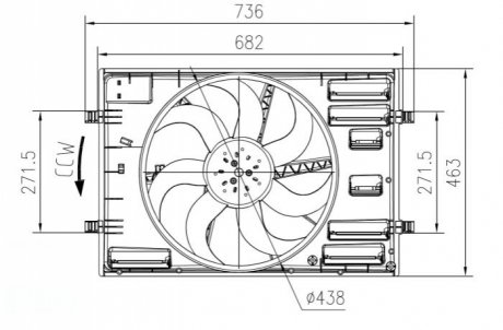 Вентилятор охолодження двигуна Audi Q2/Q3/VW Tiguan/Touran 15- (з дифузором) (d=438mm) NRF 47916 (фото 1)