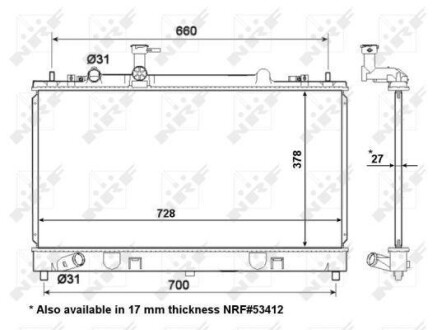 Радіатор охолодження Mazda 6 1.8-2.3 02-08 (728x378x27) NRF 56063