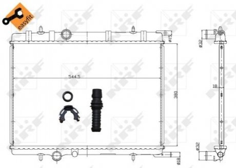 Радіатор охолодження Citroen Berlingo/Peugeot Partner 1.6-2.0HDI 96- NRF 58304 (фото 1)