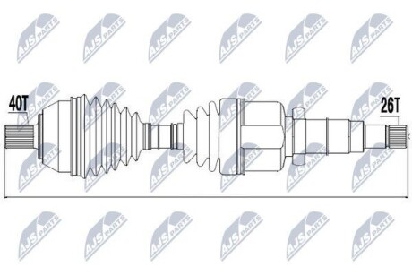 Полуось передняя правая Nty NPW-FR-049