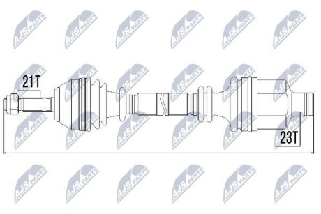 Піввісь права (на шплінт) Renault Clio II 1.1/1.2/16V/1.4/16V/1.5dCi/1.6/1.9D/dTi 98-, Kangoo 1.2/16V/1.4/1.5dCi/1.6 16V/1.9D/dTi 98- L:754/A:21/K:23/ABS:26 Nty NPW-RE-014