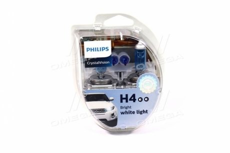 Автолампа H4 Crystal Vision 12V 60/55W P43t-38 (кт 2шт) PHILIPS 12342CVSM