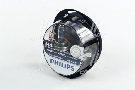 Лампа головного світла H4 60/55W 12342GT Racing Vision +150% PHILIPS 12342rvs2