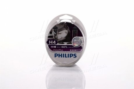 Автолампа H4 Vision Plus+60% 12V 60/55W P43t-38 (кт 2шт) PHILIPS 12342VPS2 (фото 1)