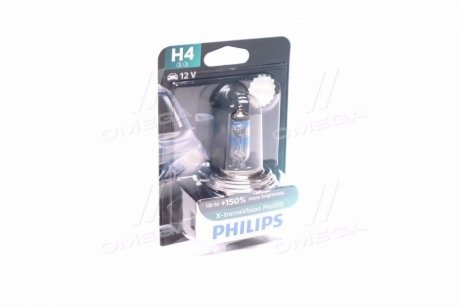 Лампа розжарювання H4 X-tremeVision Pro150 +150 12V 60/55W P43t-38 (вир-во) PHILIPS 12342XVPB1