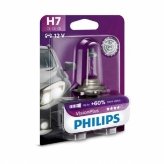 Автолампа H7 Vision Plus+60% 12V 55W PX26d (блистер 1шт) PHILIPS 12972VPB1 (фото 1)