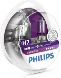 Комплект ламп H7 12V 55W VisionPlus +60% PHILIPS 12972 VP S2