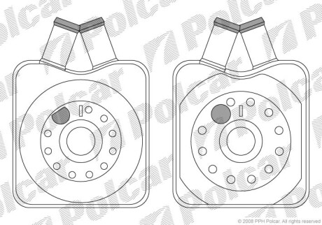 Радiатор масляний VAG A3/A4/A6/Golf/Bora 83-/T4/LT 2.5TDI/Crafter 88-136PS Polcar 1303L8-1