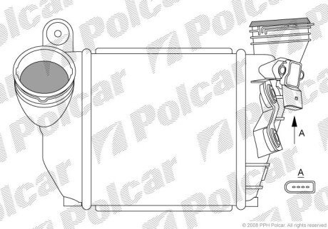 Радiатор iнтеркулера VW Golf/Bora/Skoda Octavia/Seat Leon 1.9TDI 00-10 Polcar 1323J8-5