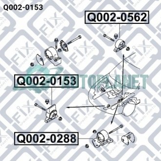 Подушка двигателя передняя акпп Q-fix Q0020153