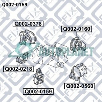 Подушка двигуна передня ліва акпп Q-fix Q0020159