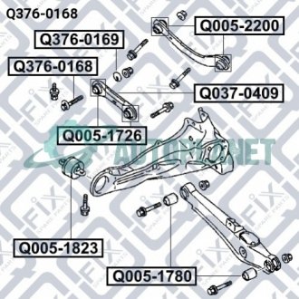 Болт розвальний задньої підвіски (комплект, шайба + гайка) Q-fix Q376-0168