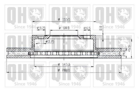 Гальмiвнi диски VW T4 2.5TDI 90-03 Quinton Hazel BDC4732