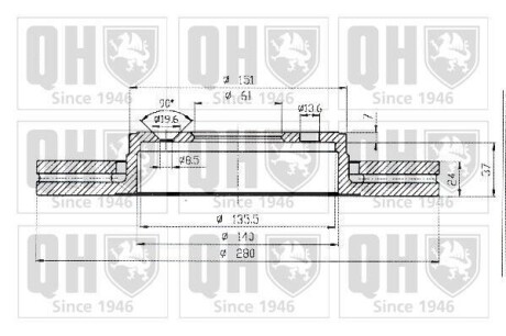 Гальмiвнi диски Renault Kangoo/Megane/Scenic/Clio 99-/Laguna 95-01 Quinton Hazel BDC5143