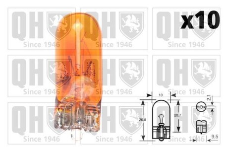 Автолампа WY5W 12V 5W W2,1x9,5 оранжева Quinton Hazel QBL501A