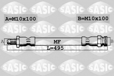 Шланг гальмівний передній SASIC 6600016 (фото 1)