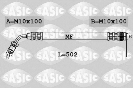 Шланг торм. передний SASIC 6604017 (фото 1)