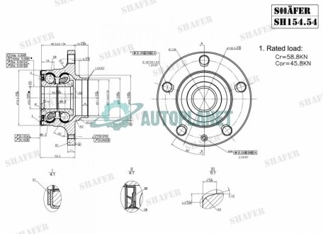 Маточина задня VW, Golf V-VI, 04-, (D=32mm), ABS+, монт. ккт.+ SHAFER SH154.54K (фото 1)