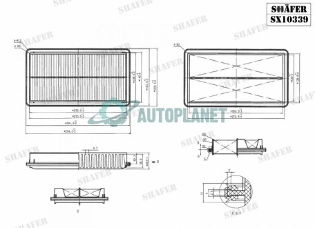 Фільтр повітряний Acura MDX 3.5 (16-20), Honda Pilot 3.5 (16-21), Passport 3.5 (19-), Ridgeline 3.5 (17-21), Odyssey 3.5 (17-21), (USA) SHAFER SX10339 (фото 1)