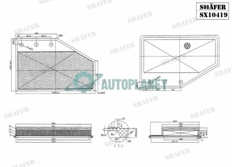 Фільтр повітряний Opel Insignia B 1.6D/2.0/2.0D (17-), Buick Regal 2.0 (18-20), Chevrolet Malibu 2.0 (16-21), Cadillac XT4 2.0 (19-21), (з металевою сіткою та передфільтром), (USA) SHAFER SX10419