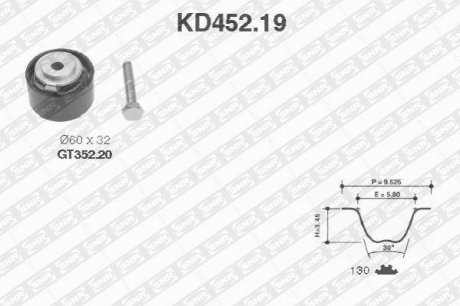 Комплект ремня ГРМ SNR NTN KD452.19