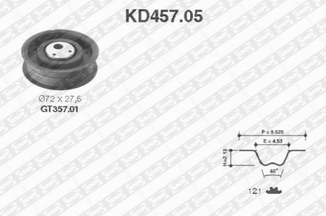 Ремонтний комплект для заміни паса газорозподільчого механізму SNR NTN KD457.05