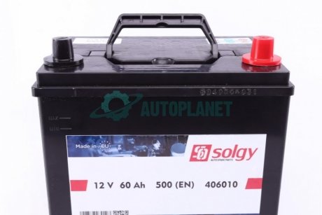 Акумуляторна батарея 60Ah/500A (230x172x222/+R) Азія Solgy 406010 (фото 1)