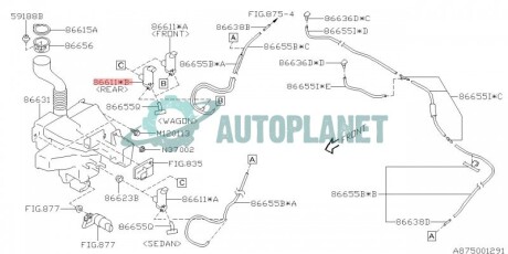 Мотор омывателя лобового стекла SUBARU 86611SG010