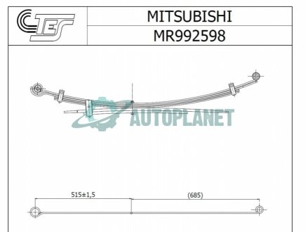 Ресора задня Mitsubishi L200 2.5 DI-D 05-15 (к-кт 6 листів) (70/515/685), 2/7+2/6+2/13мм. TES MR9925980019 Z/T