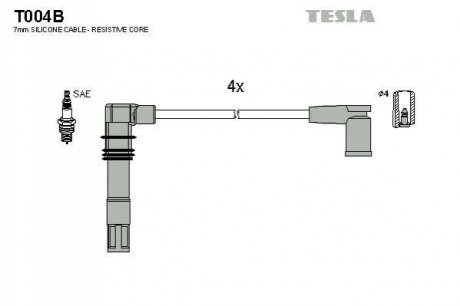 Комплект кабелей зажигания TESLA T004B