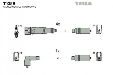 Комплект кабелей зажигания TESLA T039B (фото 1)