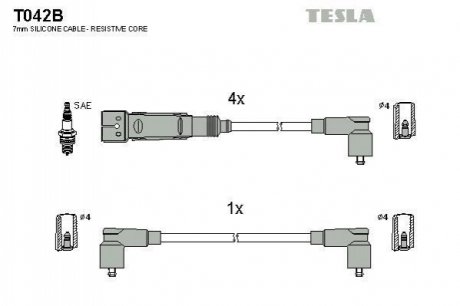 Комплект кабелей зажигания TESLA T042B