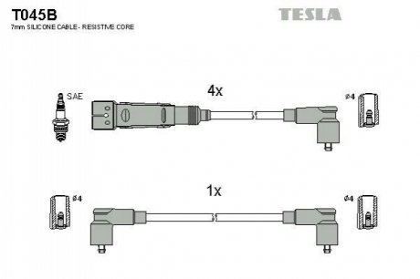 Комплект кабелей зажигания TESLA T045B
