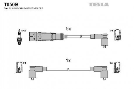 Комплект кабелів запалювання TESLA T050B (фото 1)