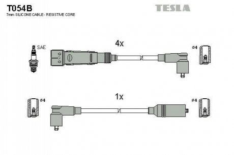 Комплект кабелів запалювання TESLA T054B (фото 1)