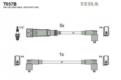 Комплект кабелей зажигания TESLA T057B
