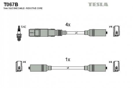Комплект кабелів запалювання TESLA T067B (фото 1)