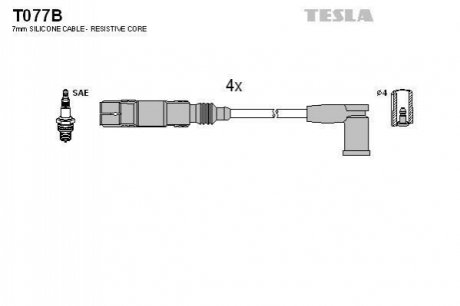 Комплект кабелів запалювання TESLA T077B (фото 1)