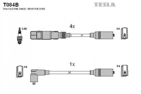Комплект кабелей зажигания TESLA T084B