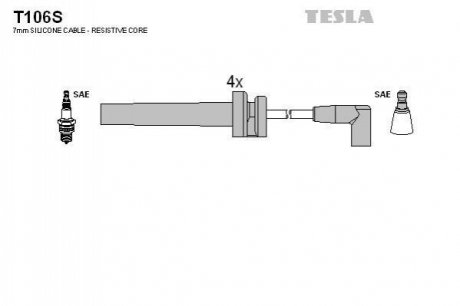 Комплект кабелів запалювання TESLA T106S (фото 1)