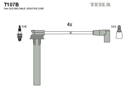 Провода В/В Chrysler Neon 1.8/2.0 i 16V 05.94- Voyager 2.0/2.4i 01.95- TESLA T107B